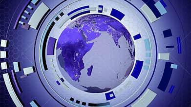 Animated media interactive hud with a loop-able earth globe 4K