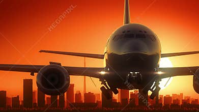 Johannesburg South Africa Airplane Take Off Skyline Golden Background
