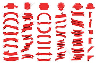 Banner vector icon set on white background. Ribbon isolated shapes illustration of gift and accessory