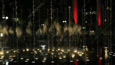 Synchronized water fountain in the public park
