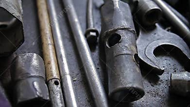 A set of old metal repair tools