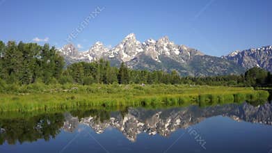 Smooth Water Reflecting Mountains Grand Teton National Park