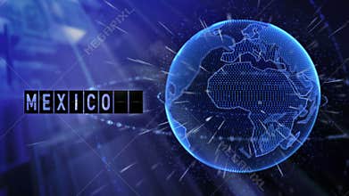 Animated planet earth destination to Mexico