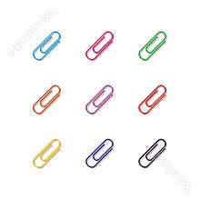 Set of multicolored paper clips, vector illustration.