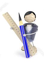 Man hold pencil and ruler