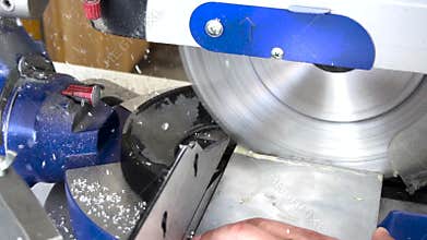 Circular saw cutting metal