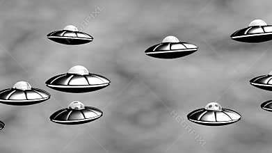 UFO invasion. Old Science Fiction Film. Seamless