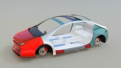 Electric car body frame assembly process
