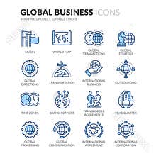 Line Global Business Icons