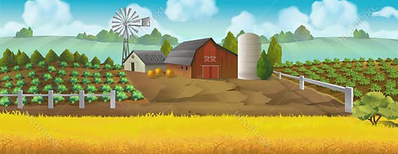 Farm. Panorama landscape