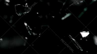 Falling Shreds Glass with Slow Motion