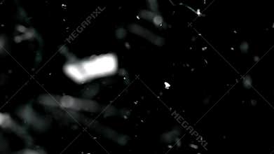 Falling Shreds Glass with Slow Motion