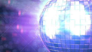 Beautiful Disco Ball Spinning seamless with flares. Close-up. HD 1080. Looped 3d animation. HD 1080