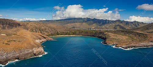 Aerial View Hanauma Bay Oahu Hawaii
