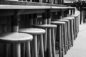 Wooden bar stools mono outdoor eatery