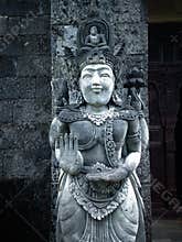 Buddhism Gate Guardian Statue With Balinese Style At Buddhist Monastery Bali