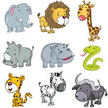 Set of cute cartoon animals