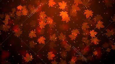 Artistic Autumn Leaves Flying In The Wind With Sparkling Glitter Dust Texture