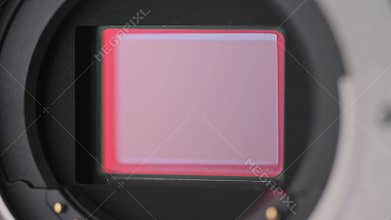 Open mirrorless digital Camera shows shutter mechanism close up view