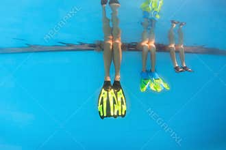 Swimmers legs in fins