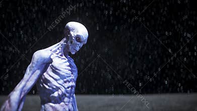 Alien on the moon. Ufo concept. 3d rendering.