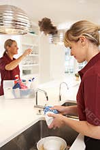 Team Of Commercial Cleaners Working