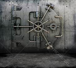 Grunge interior with bank vault