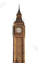Big Ben tower London, UK isolated on white background