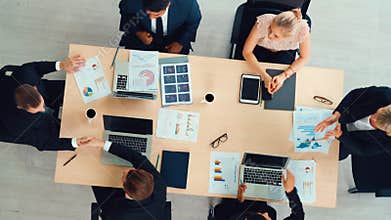 Group business people handshake at meeting table