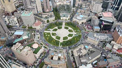Aerial shot of dalian city center