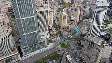Aerial shot of dalian city center