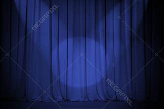 Theatre blue curtain with two lights cross