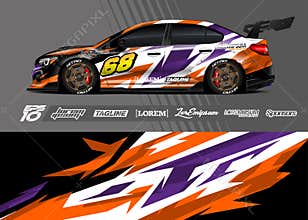 Car wrap decal graphic design. Abstract stripe racing background, EPS 10.