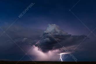 Distant storm with lightning bolt