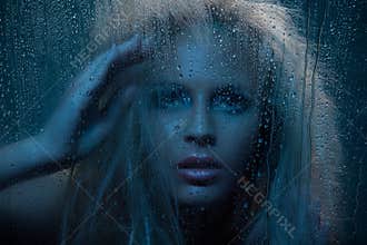 Through window at night