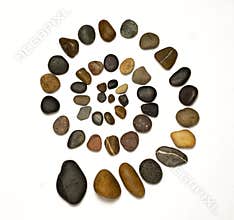 Spiral formed by stones of different sizes and colors