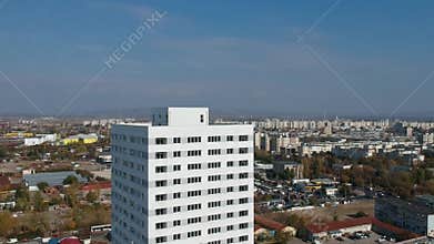 Aerial footage showing apartments tower block in Ploiesti Romania