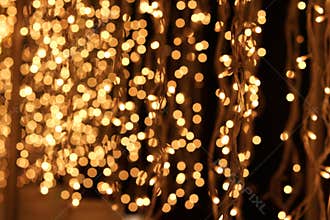 Bunch of small lights hanging on string