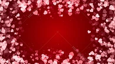 Valentine`s day Animated frame of Red Hearts Seamless Loop Background.