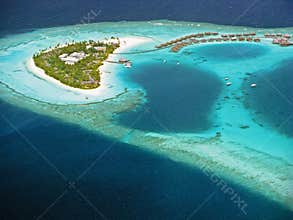 Maldivian island from hydroplane