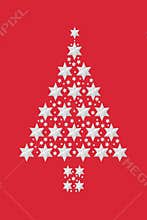 Abstract Christmas Tree Silver Star Pattern