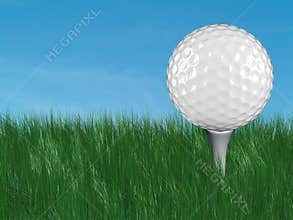 White golf ball on tee