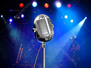 Retro microphone with blue reflectors