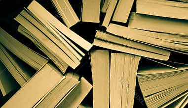 Old books yellowed by time