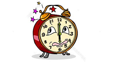Vintage alarm clock ringing cartoon 2D animation