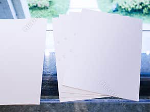 Blank paper Mock up booklet on table Brochure printing media