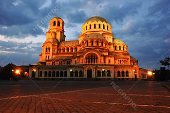 Night view of A.Nevski Cathedral in Sofia,Bulgaria