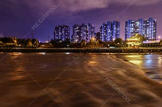 Night view of Yitong River, Changchun, China