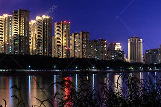 Night view of Yitong River, Changchun, China