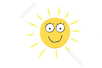 Isolated happy sun on white background. Illustration design